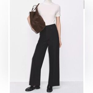 Zara Black Denim High Rise Wide Ankle Jean